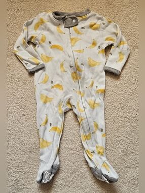 Burt's Bees Baby Banana Print One Piece Pajama 0-3 Months - EUC